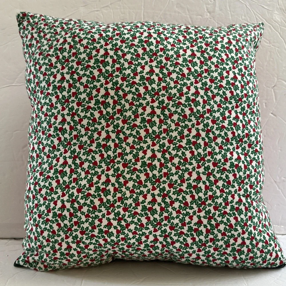 Vintage Santa Claus Christmas Pillow 14x14 Snow St. Nick Red Green Holiday Decor